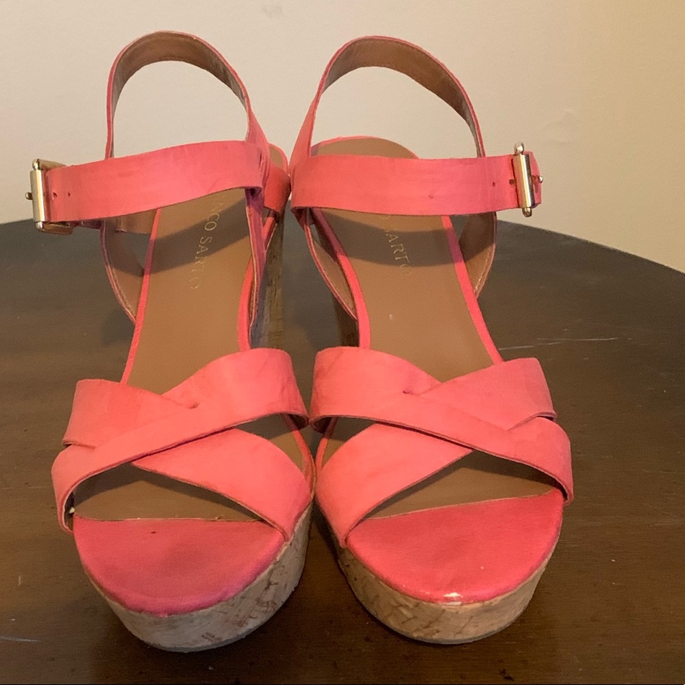 Franko Sarto watermelon colored wedges